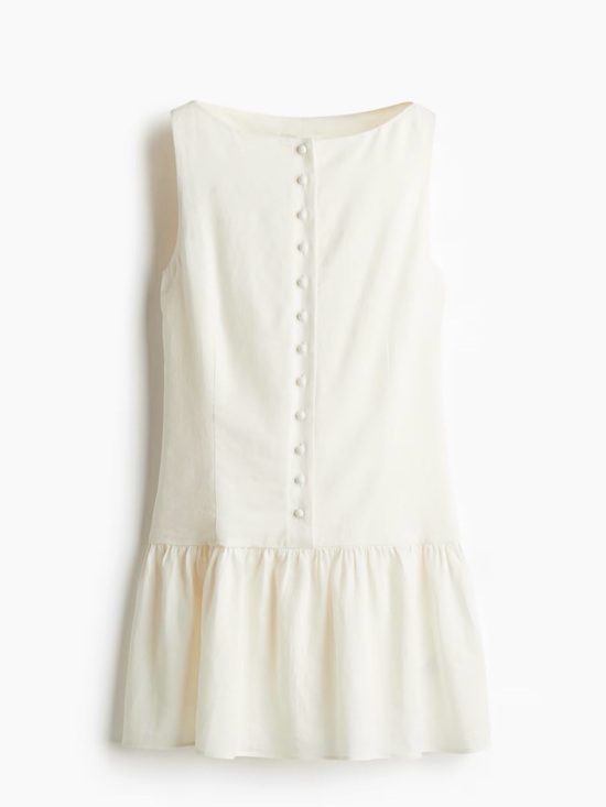 H&M Dresses & Skirts - Sleeveless Ivory Drop-Waist Button-Back Dress